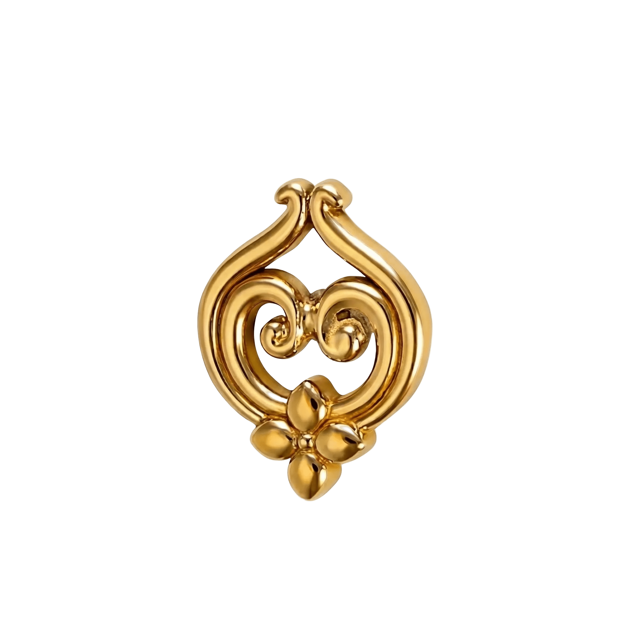 Curly Q – 14K Gold Threadless/Threaded End - piercing - zone.com