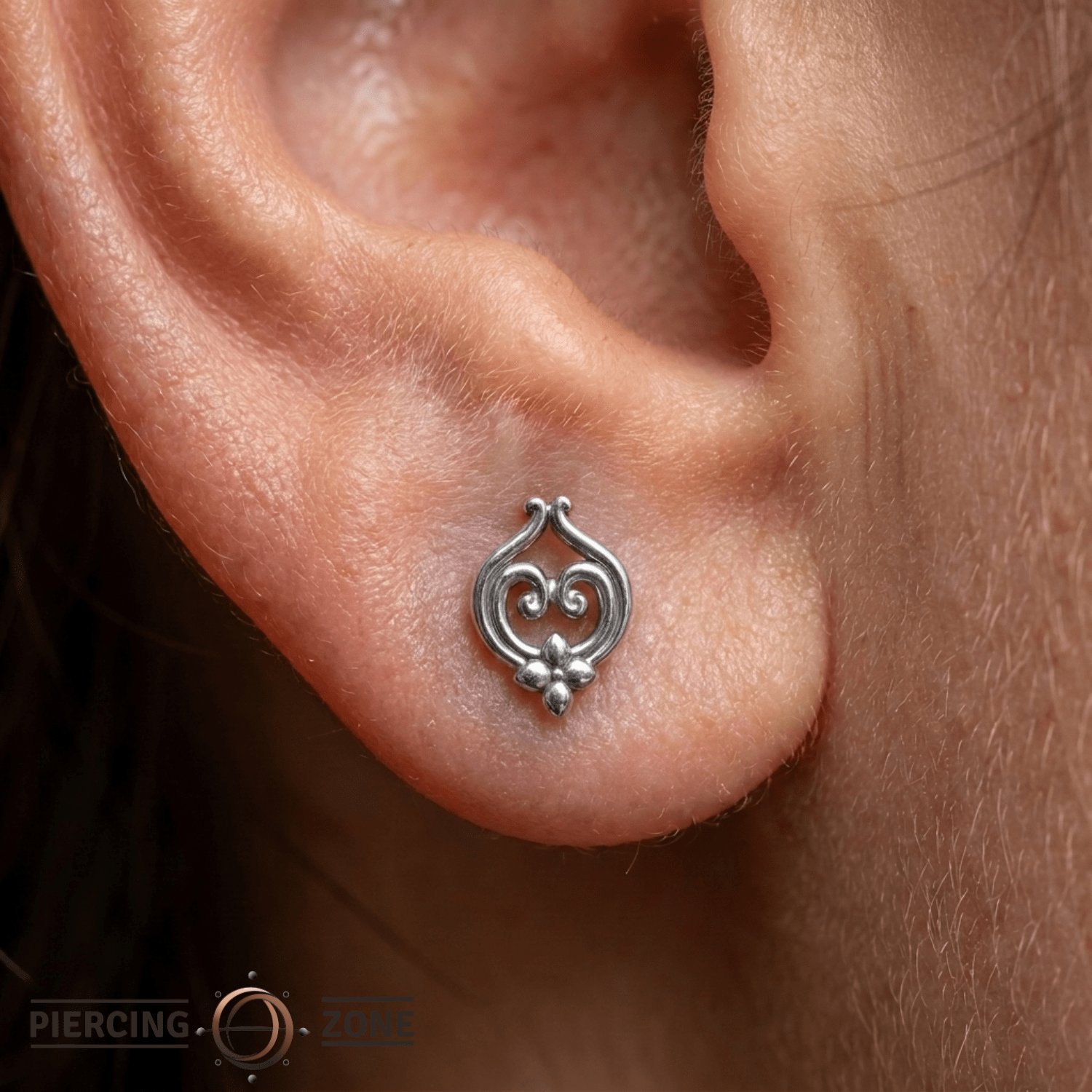 Curly Q – 14K Gold Threadless/Threaded End - piercing - zone.com