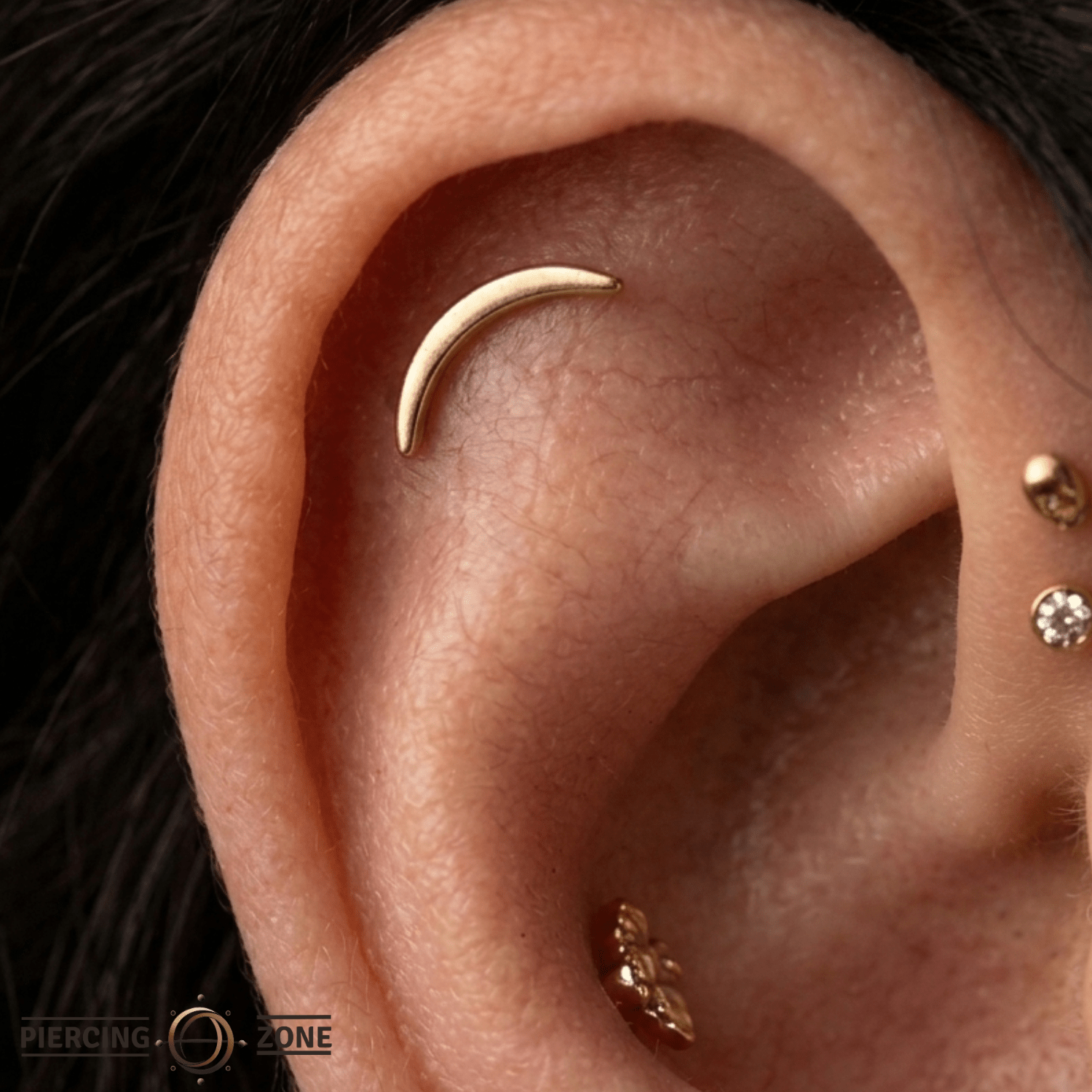 Curve – 14K Gold Minimal Arc Threadless Pin - piercing - zone.com