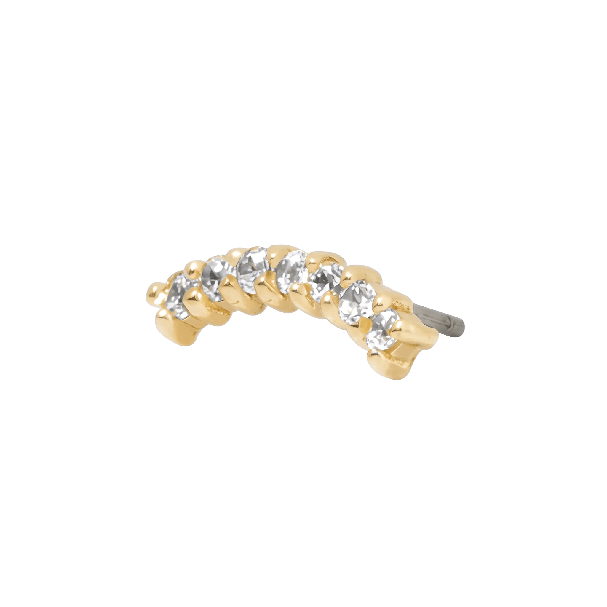 Curved Rail Pin - 14K Gold Gem Threadless End - piercing - zone.com