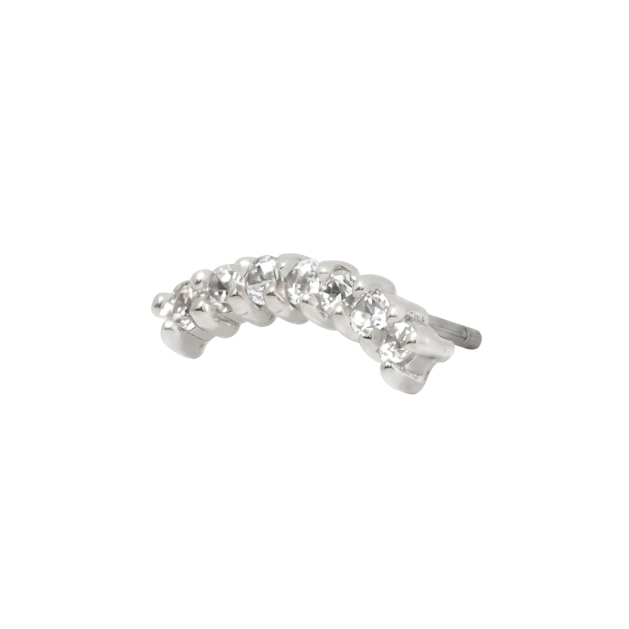 Curved Rail Pin - 14K Gold Gem Threadless End - piercing - zone.com