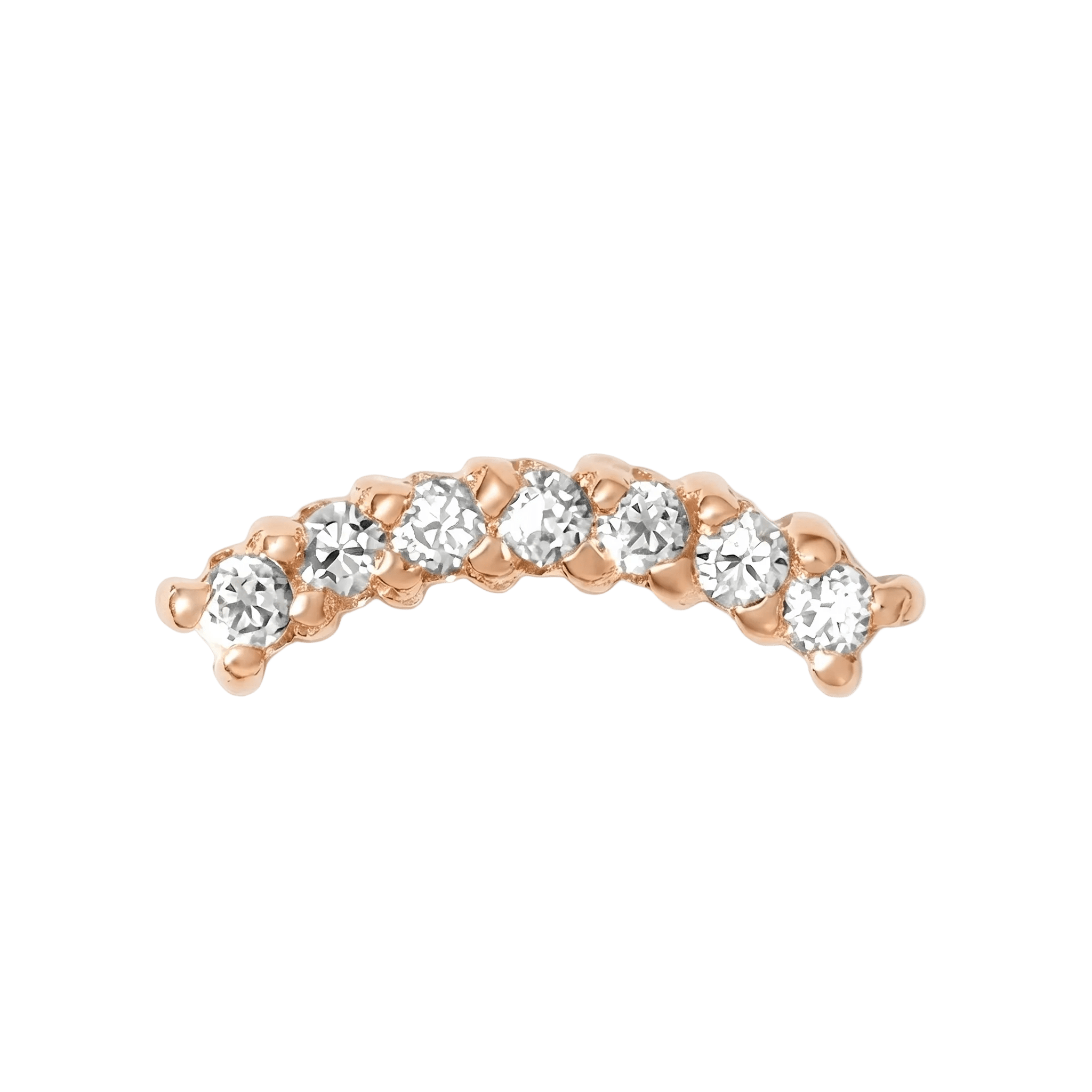Curved Rail Pin - 14K Gold Gem Threadless End - piercing - zone.com