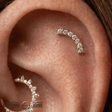 Curved Rail Pin - 14K Gold Gem Threadless End - piercing - zone.com
