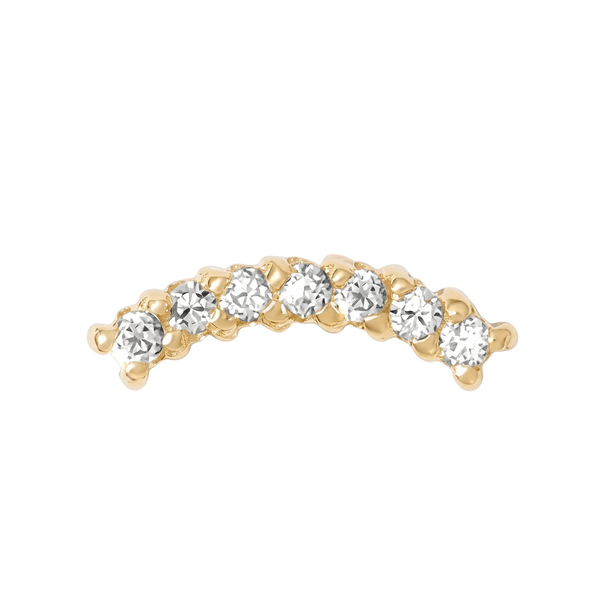 Curved Rail Pin - 14K Gold Gem Threadless End - piercing - zone.com