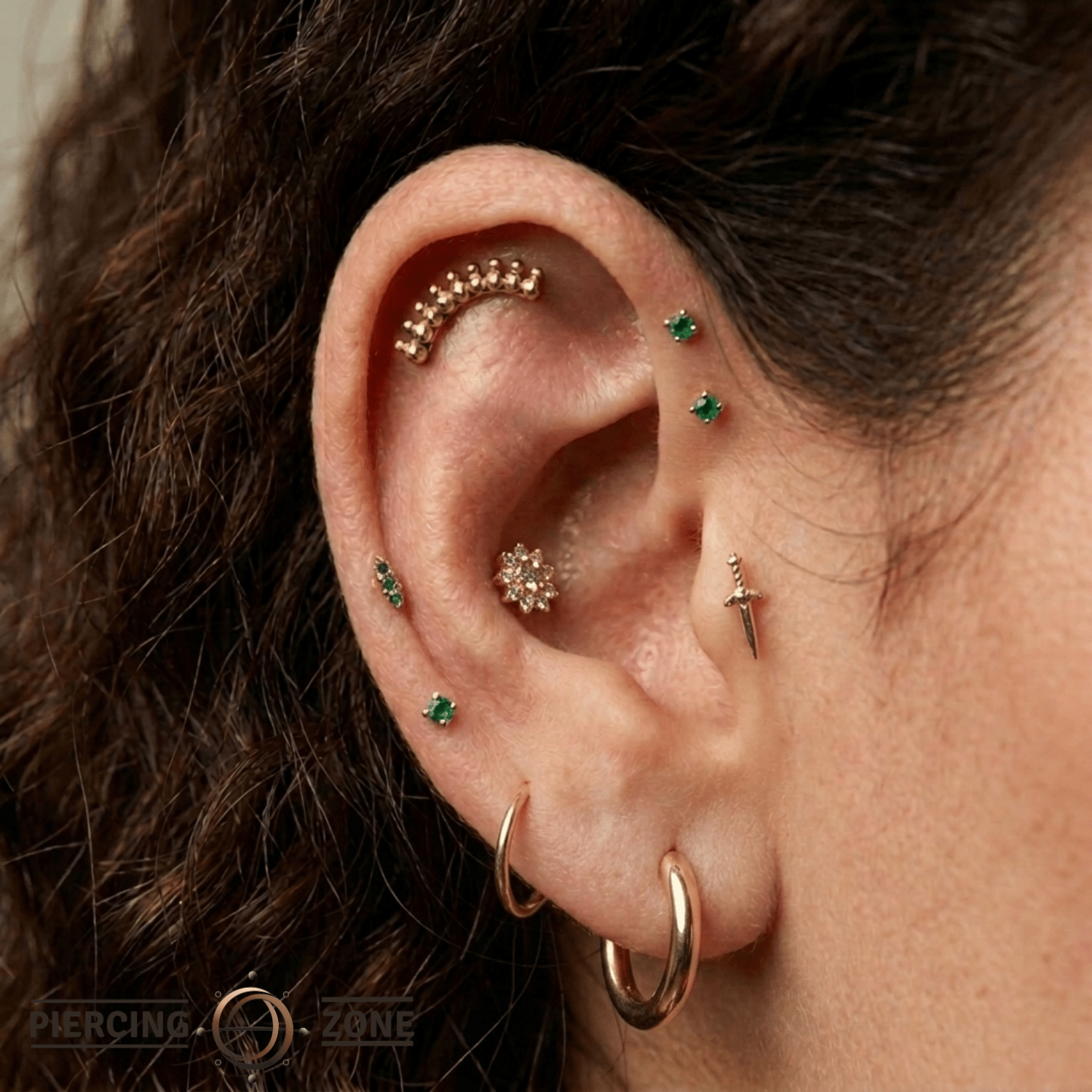 Curved Sol Pin - 14K Gold Curved Threadless End - piercing - zone.com