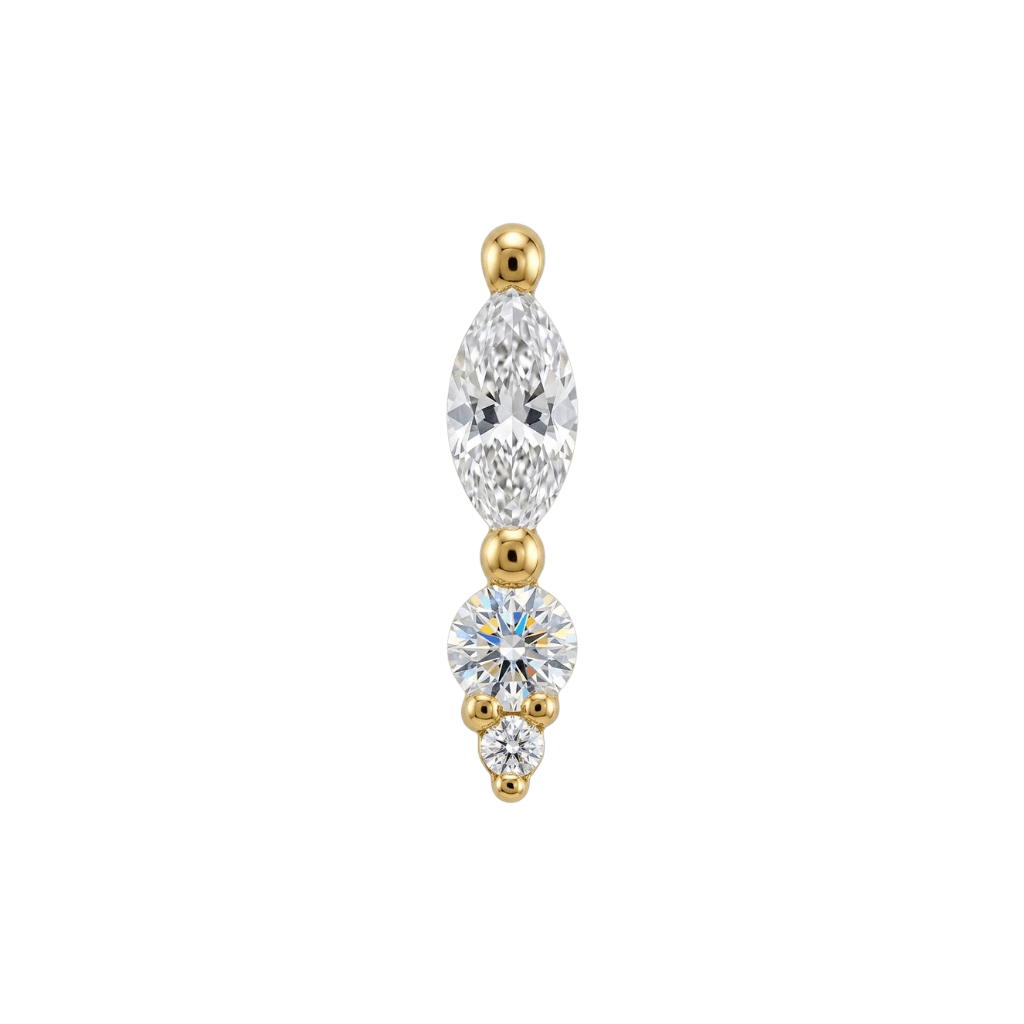 Cybele - 18K Gold Gem Threadless/Threaded End - piercing-zone.com