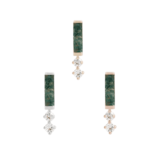 CRAVE - MOSS AGATE + CZ - THREADLESS END piercing-zone.com