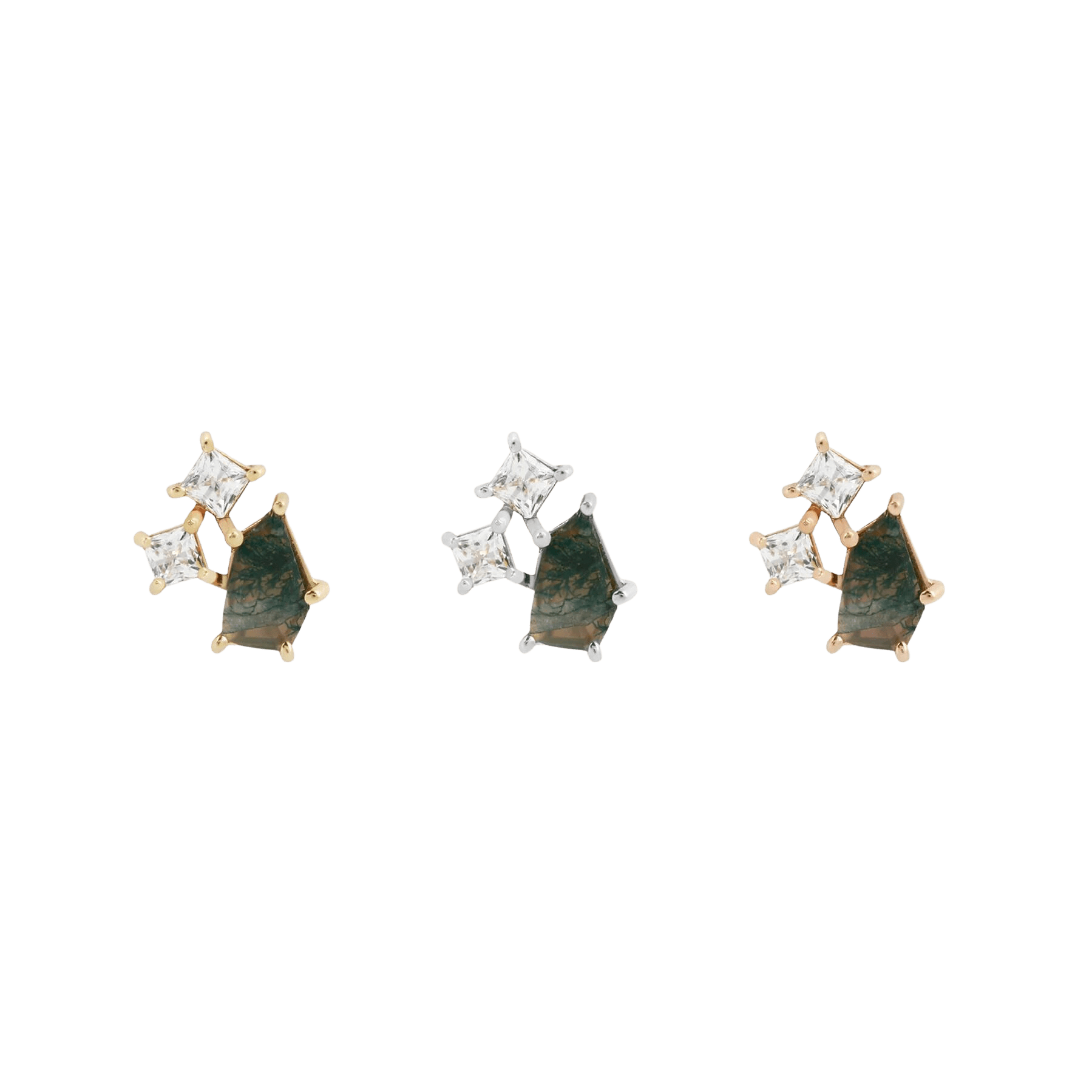 LYRA - MOSS AGATE + CZ - THREADLESS END piercing-zone.com