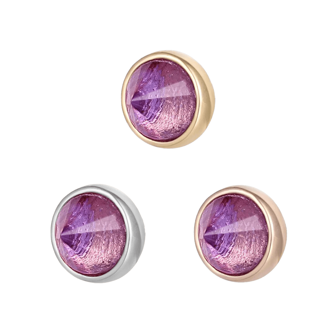 ROUND BEZEL REVERSE SET - AMETHYST - THREADLESS END piercing-zone.com