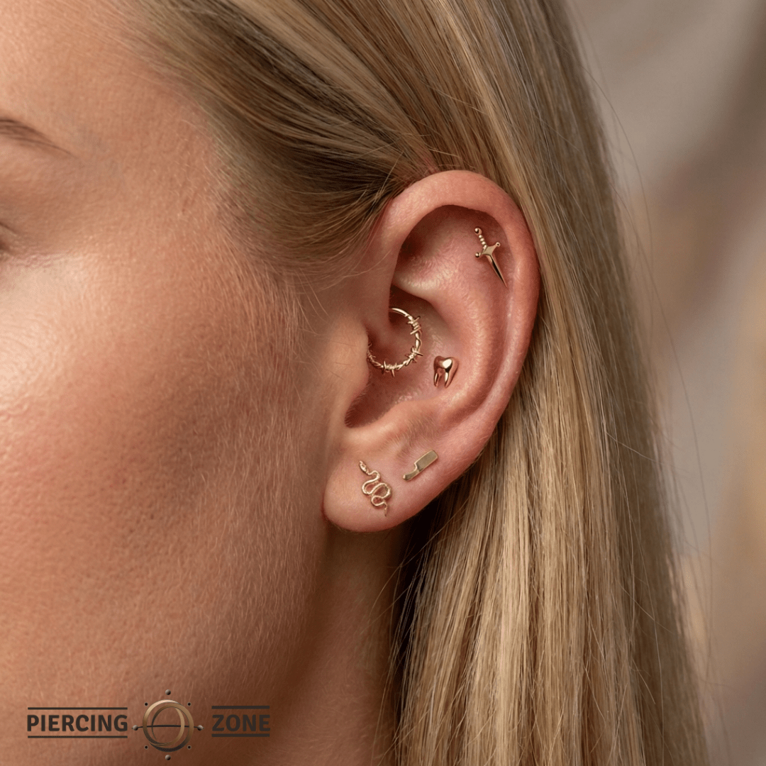 Dagger – 14K Gold Threadless/Threaded End - piercing - zone.com
