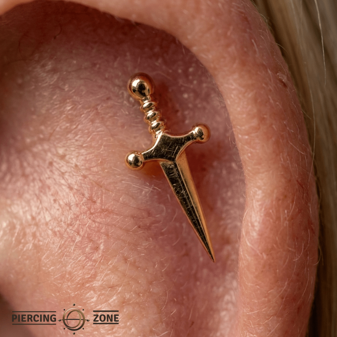 Dagger – 14K Gold Threadless/Threaded End - piercing - zone.com
