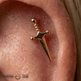 Dagger – 14K Gold Threadless/Threaded End - piercing - zone.com
