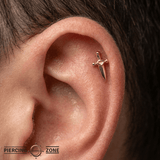Dagger End - 18K Gold Threadless End - piercing - zone.com