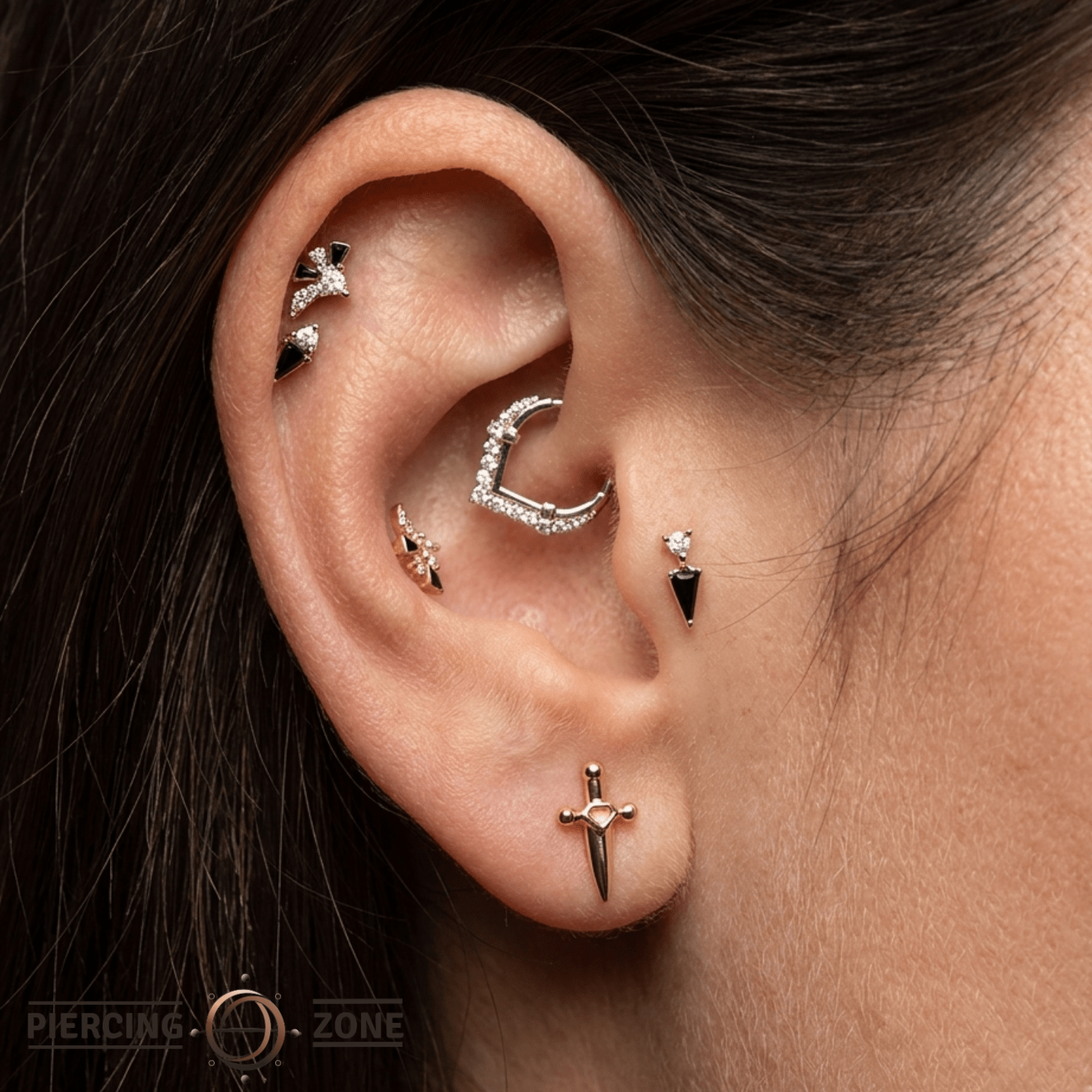 Dagger End - 18K Gold Threadless End - piercing - zone.com