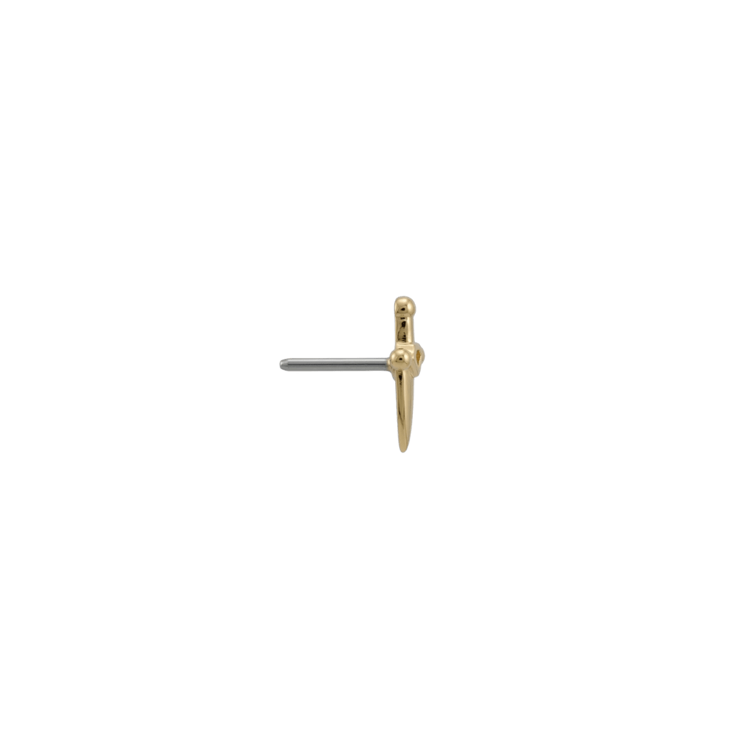 Dagger End - 18K Gold Threadless End - piercing - zone.com
