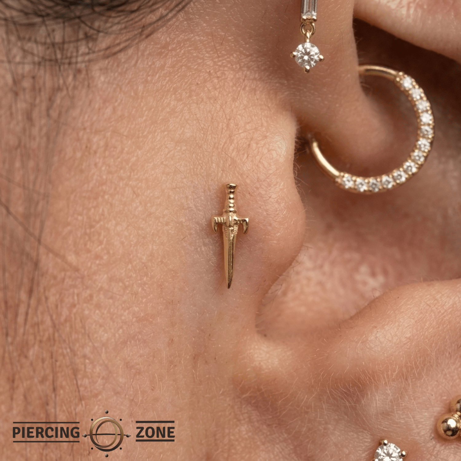 Dagger Pin - 14K Gold Dagger Threadless End - piercing - zone.com
