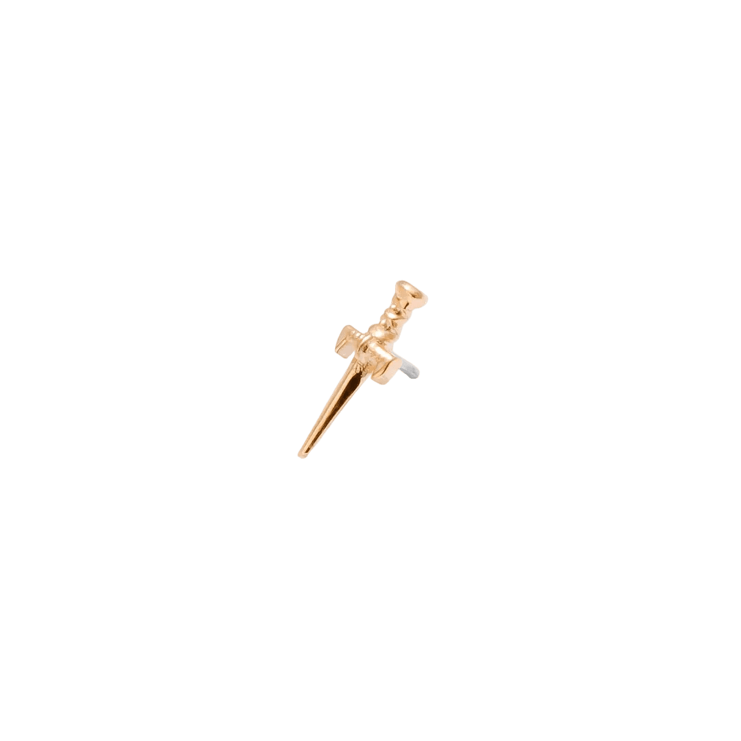 Dagger Pin - 14K Gold Dagger Threadless End - piercing - zone.com