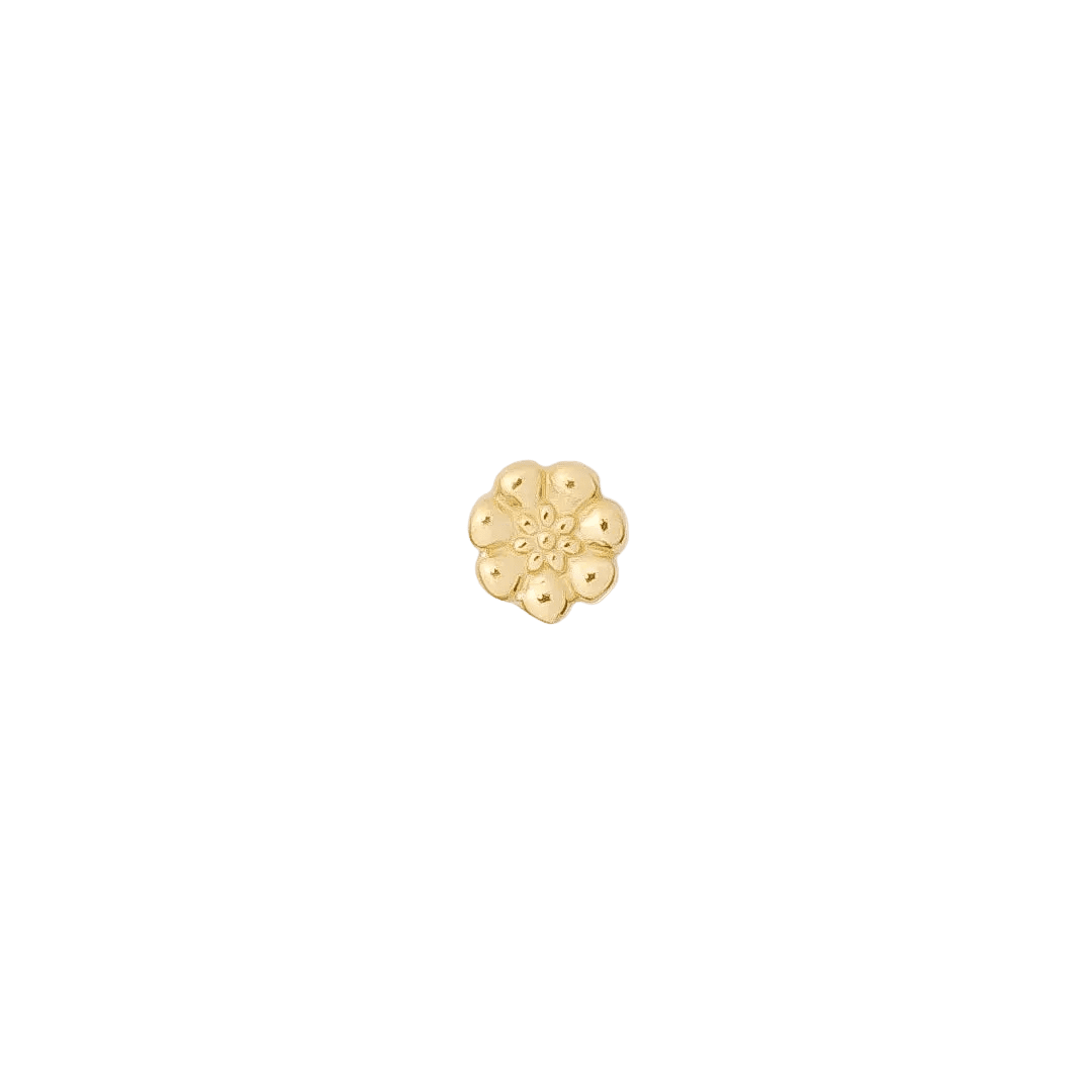 Daisy Pin - 14K Gold Floral Threadless End - piercing - zone.com