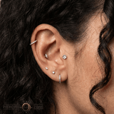 Daisy Pin - 14K Gold Floral Threadless End - piercing - zone.com