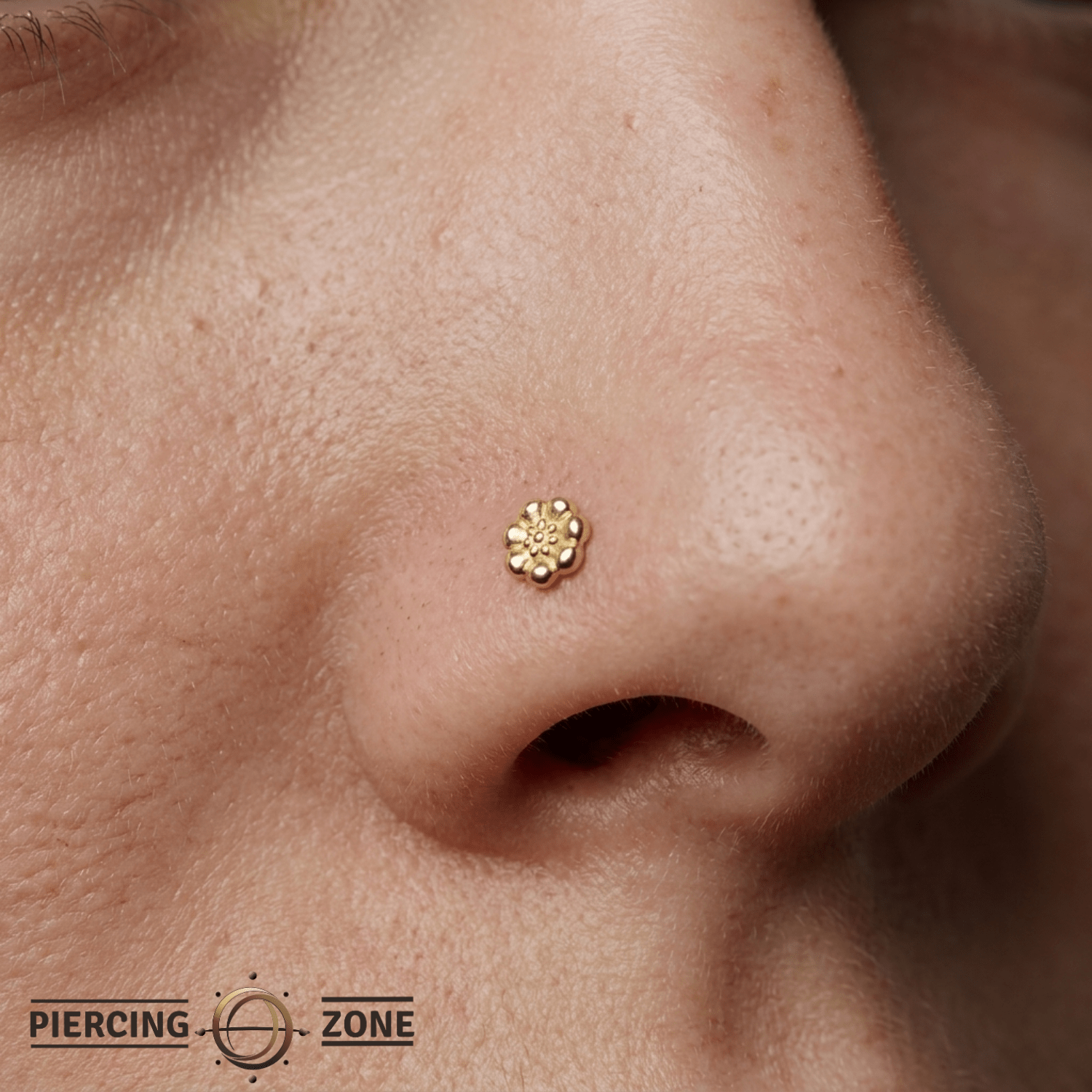 Daisy Pin - 14K Gold Floral Threadless End - piercing - zone.com
