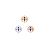Damask - 14K Gold Lab Blue Sapphire Threadless End - piercing-zone.com