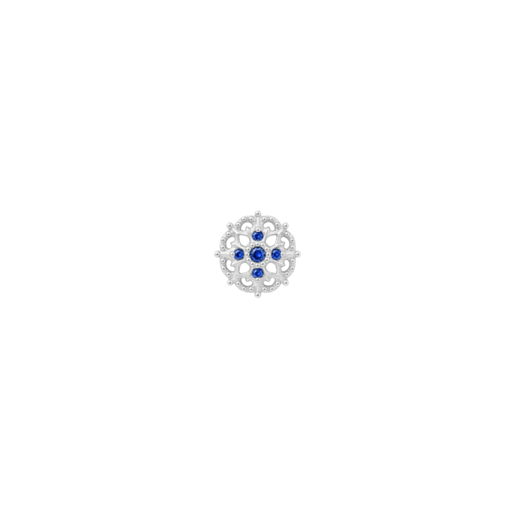 Damask - 14K Gold Lab Blue Sapphire Threadless End - piercing-zone.com
