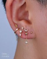 Daphne Chains – CZ Drop – 14K Gold Threadless End - piercing - zone.com