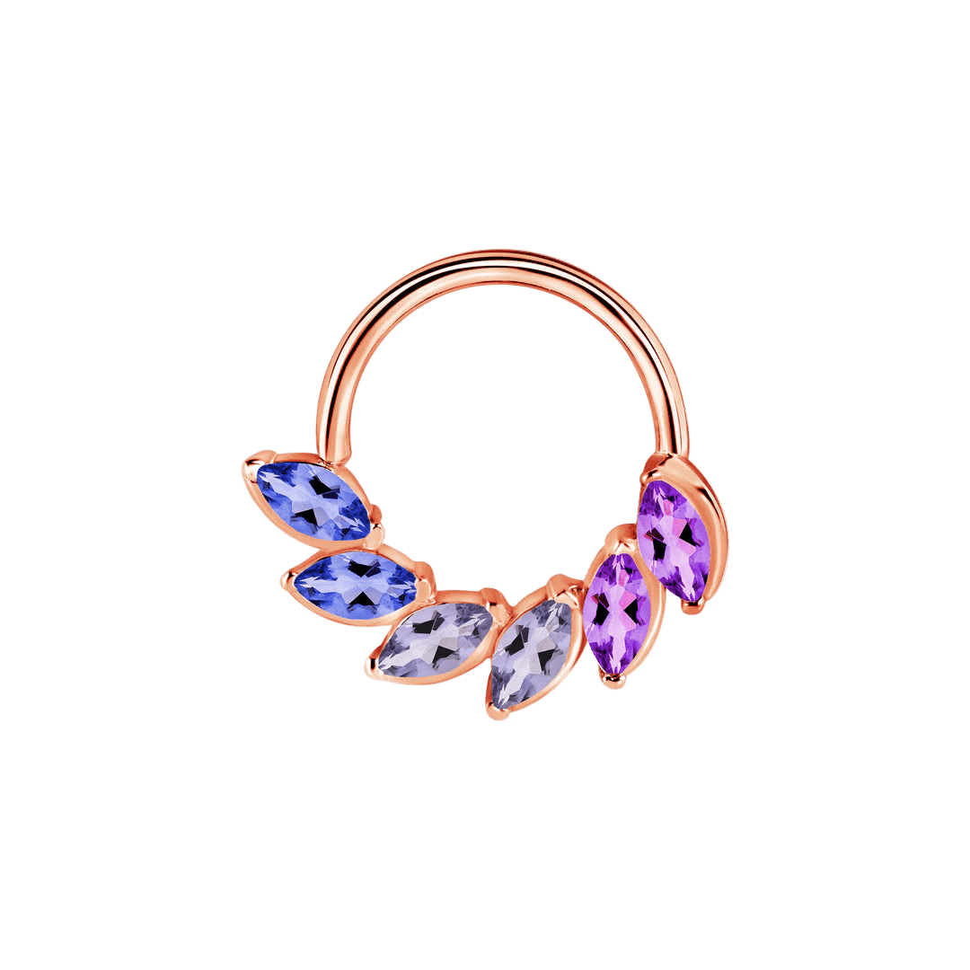 Daphne Gradient Seamless Ring – 14K Gold Triple Color Arc - piercing - zone.com