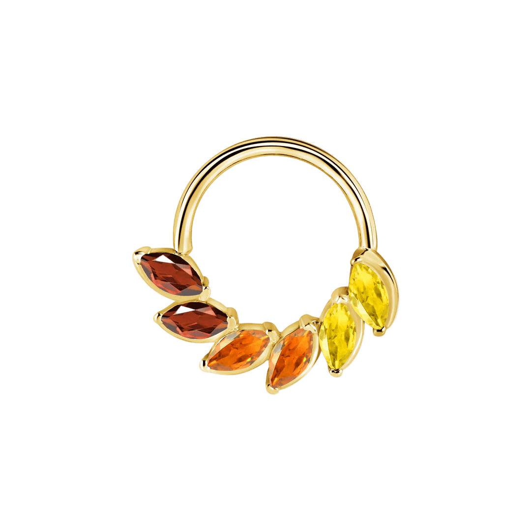 Daphne Gradient Seamless Ring – 14K Gold Triple Color Arc - piercing - zone.com