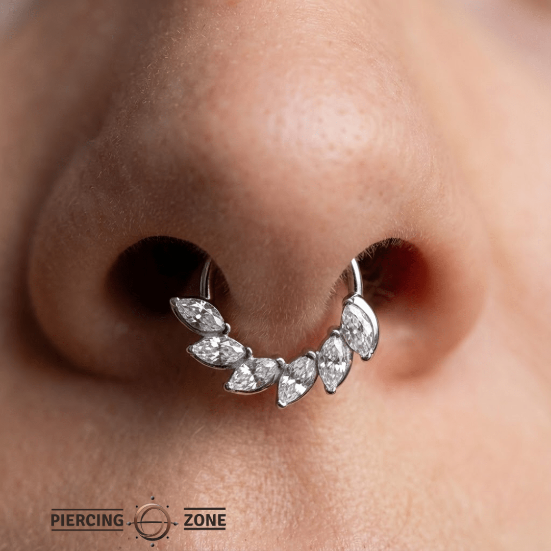 Daphne Seamless Ring – 14K Gold Six - Marquise Radiant Crown Design - piercing - zone.com