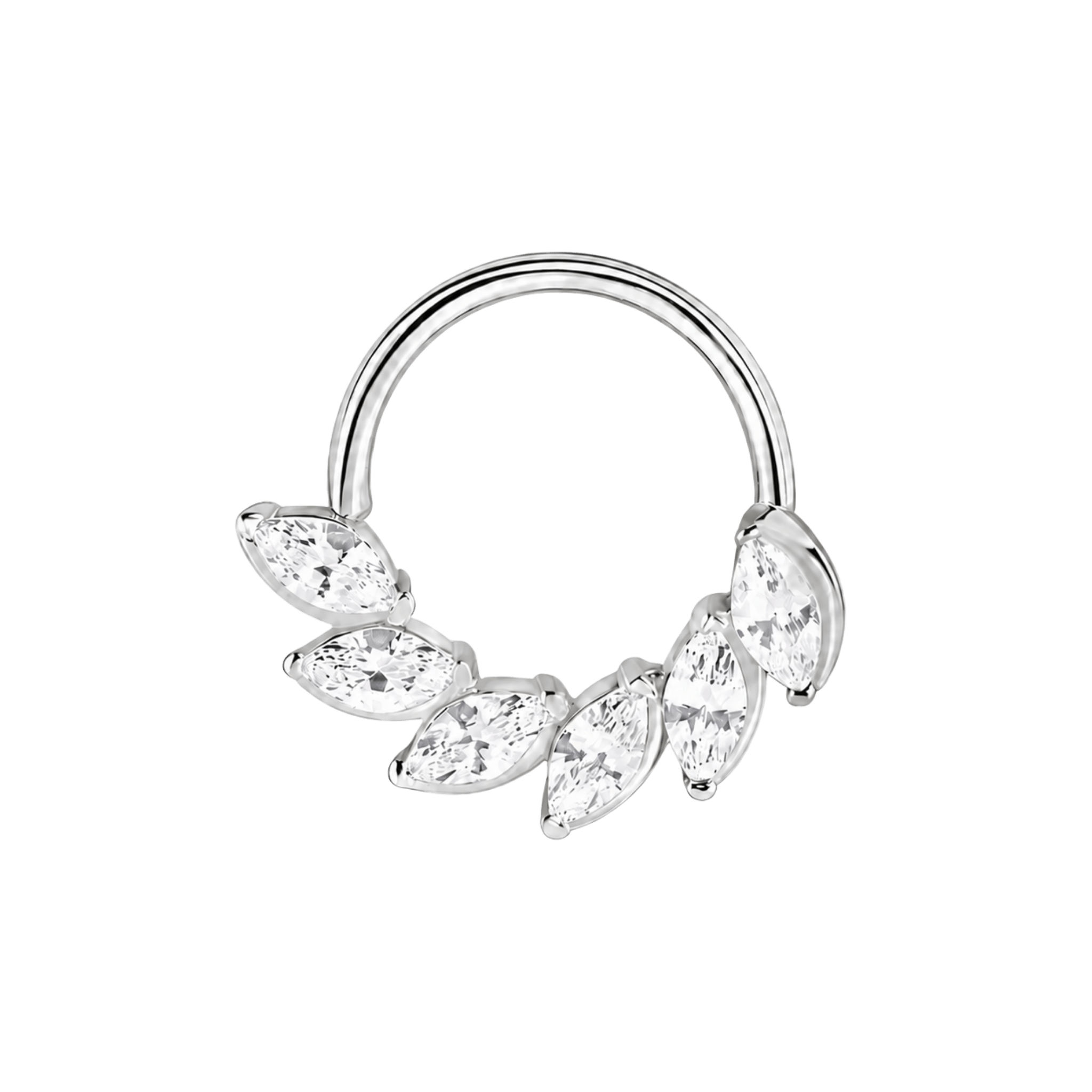 Daphne Seamless Ring – 14K Gold Six-Marquise Radiant Crown Design - piercing-zone.com