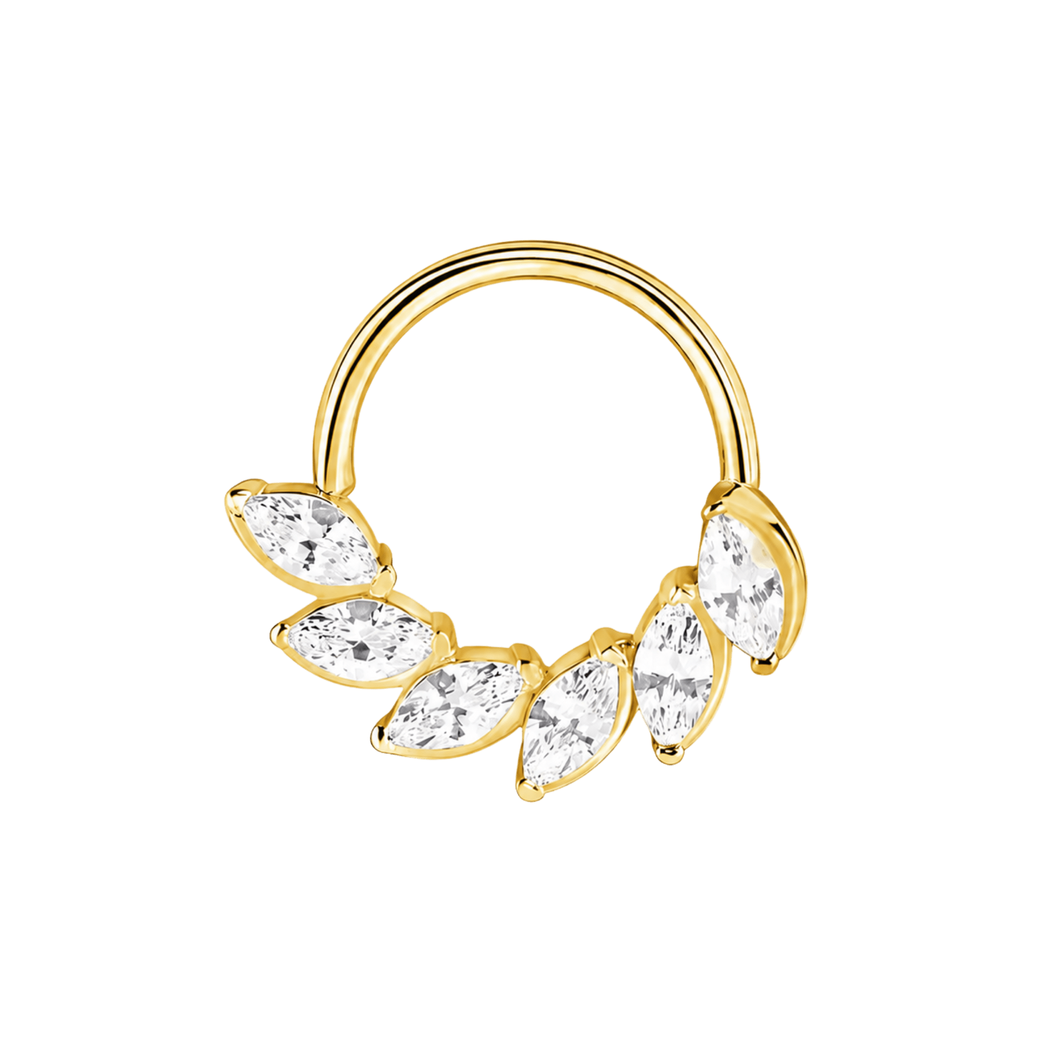 Daphne Seamless Ring – 14K Gold Six-Marquise Radiant Crown Design - piercing-zone.com