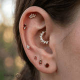 Daphne Seamless Ring – 14K Gold Six - Marquise Radiant Crown Design - piercing - zone.com