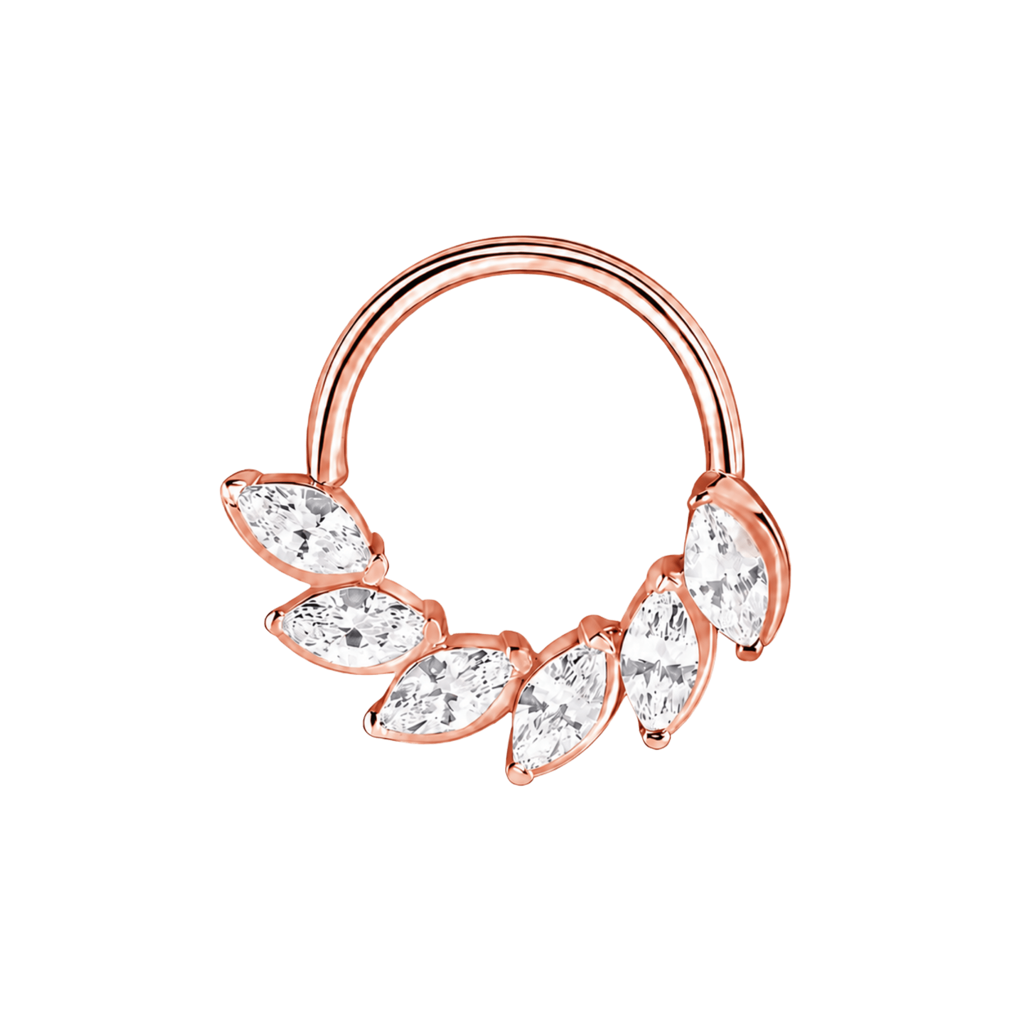 Daphne Seamless Ring – 14K Gold Six-Marquise Radiant Crown Design - piercing-zone.com