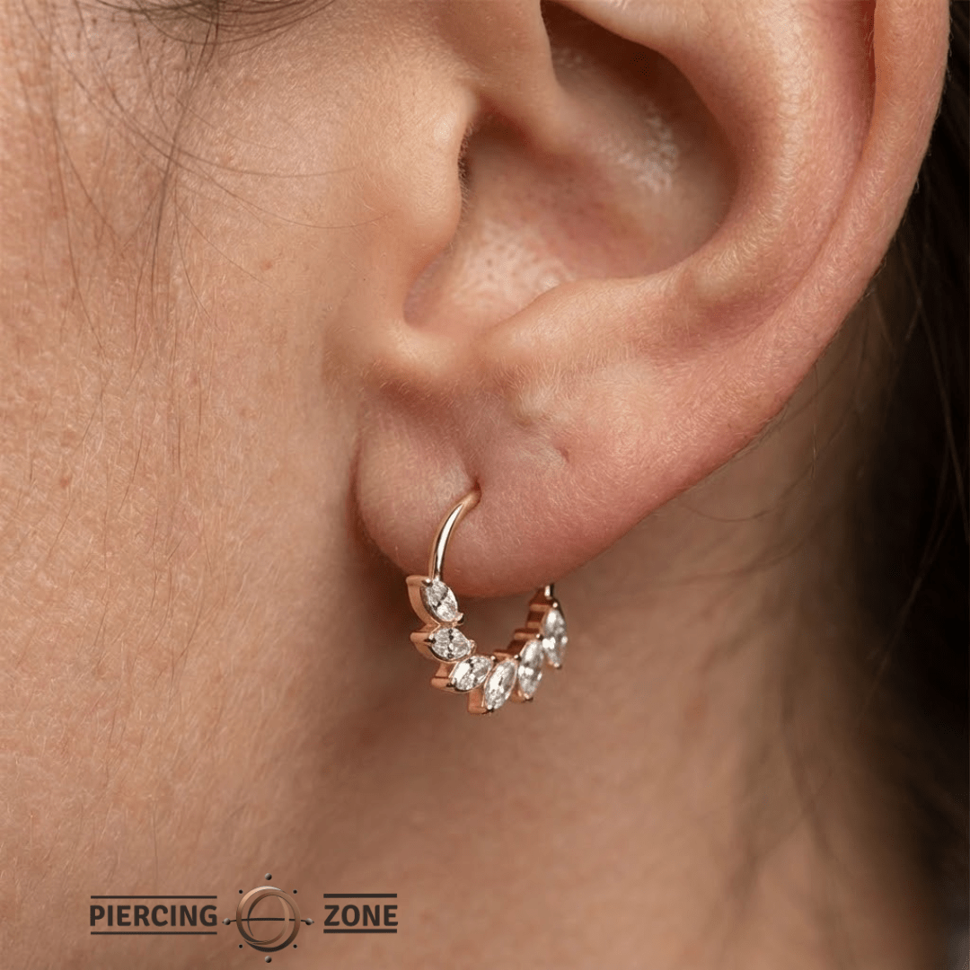 Daphne Seamless Ring – 14K Gold Six - Marquise Radiant Crown Design - piercing - zone.com