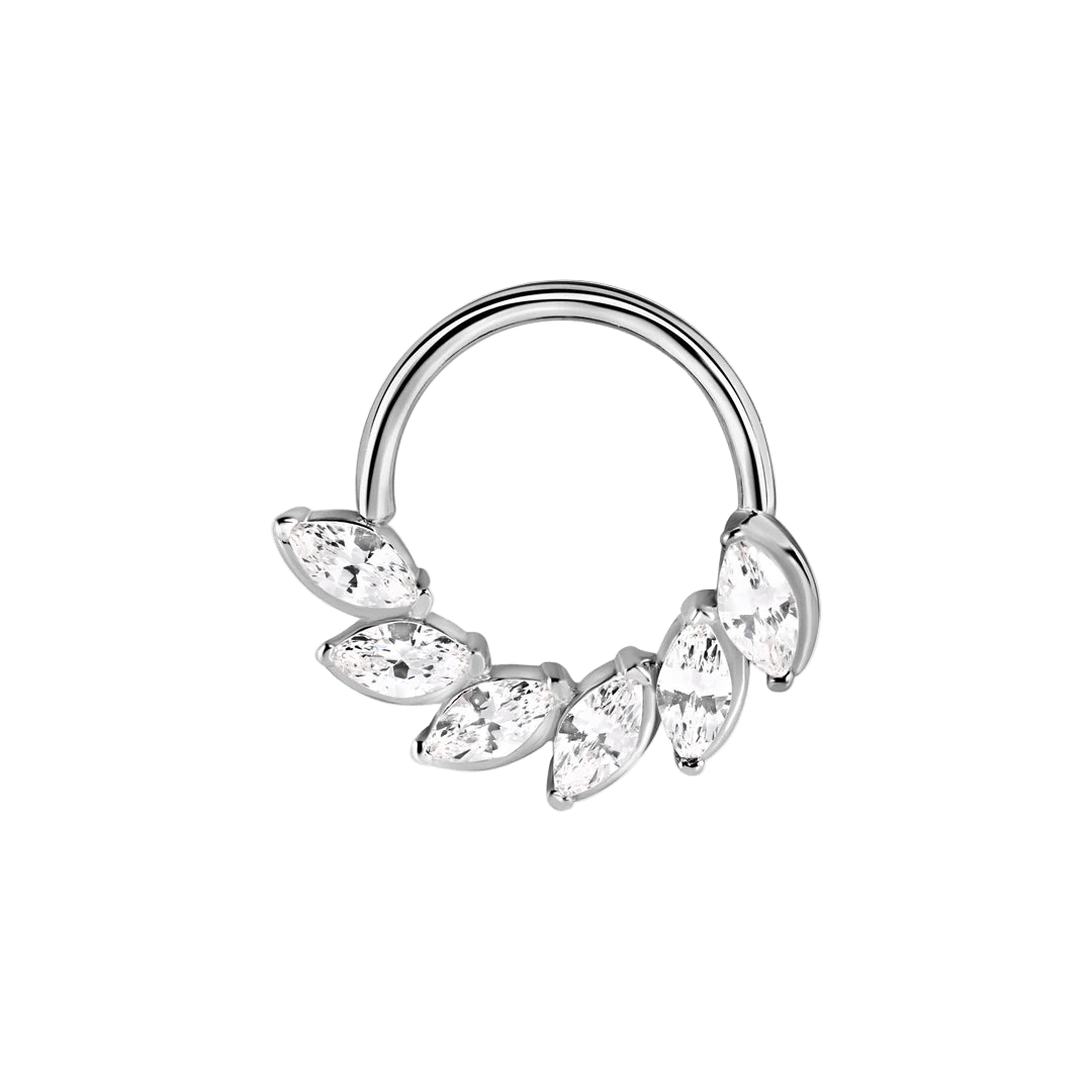 Daphne Seamless Ring – 14K Gold Six - Marquise Radiant Crown Design - piercing - zone.com