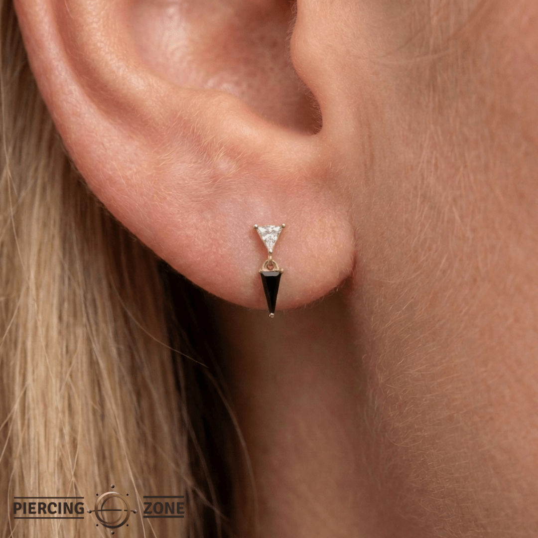 Daring – Black Spinel & CZ – 14K Gold Threadless End - piercing - zone.com
