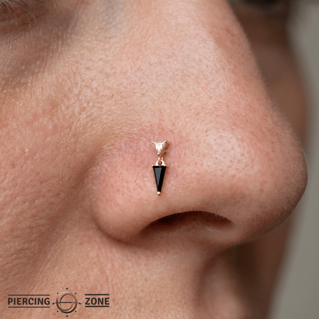 Daring – Black Spinel & CZ – 14K Gold Threadless End - piercing - zone.com
