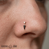 Daring – Black Spinel & CZ – 14K Gold Threadless End - piercing - zone.com