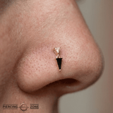 Daring – Black Spinel & CZ – 14K Gold Threadless End - piercing - zone.com