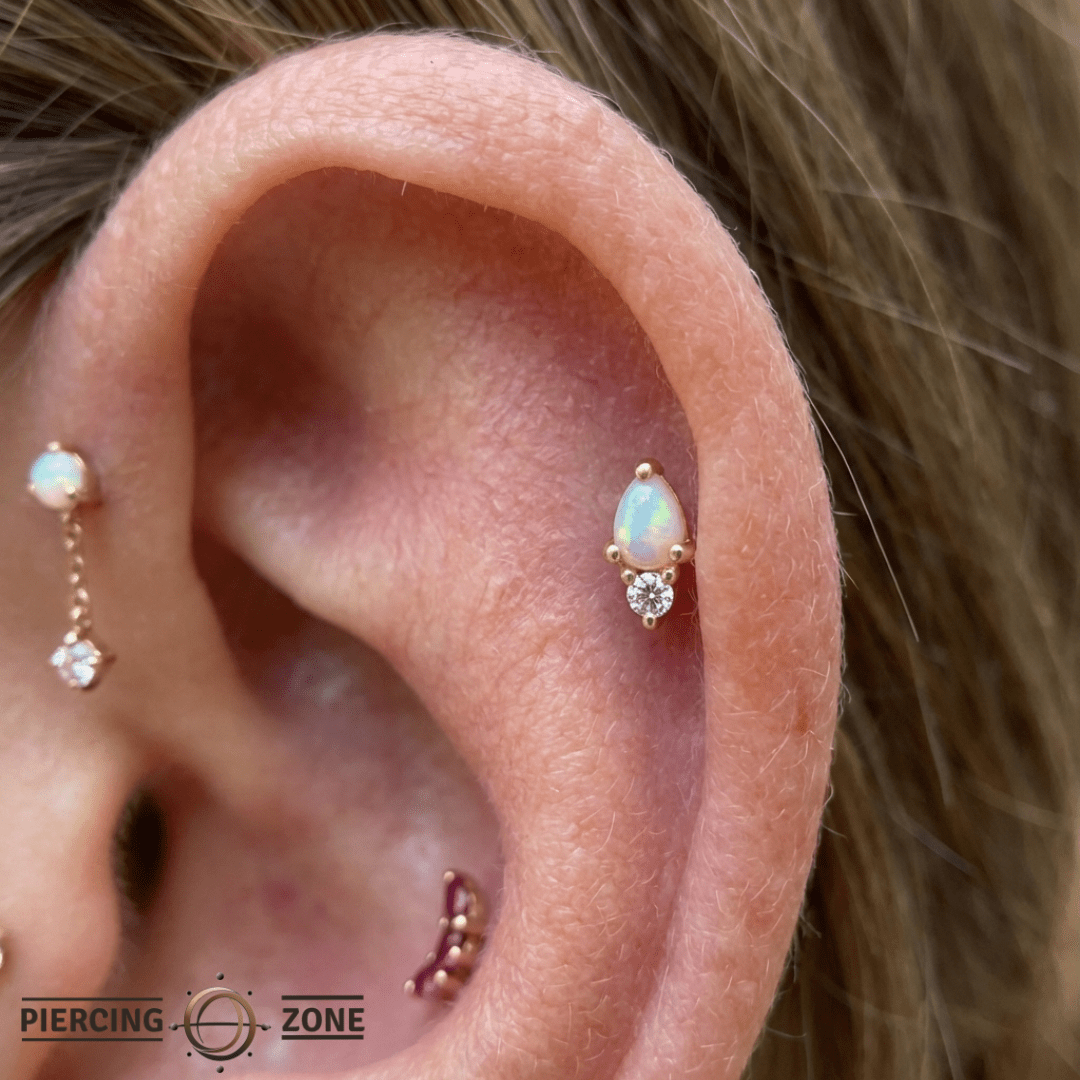 Daydream – Opal & CZ – 14K Gold Threadless End - piercing - zone.com