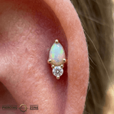 Daydream – Opal & CZ – 14K Gold Threadless End - piercing - zone.com