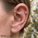 Daydream – Opal & CZ – 14K Gold Threadless End - piercing - zone.com