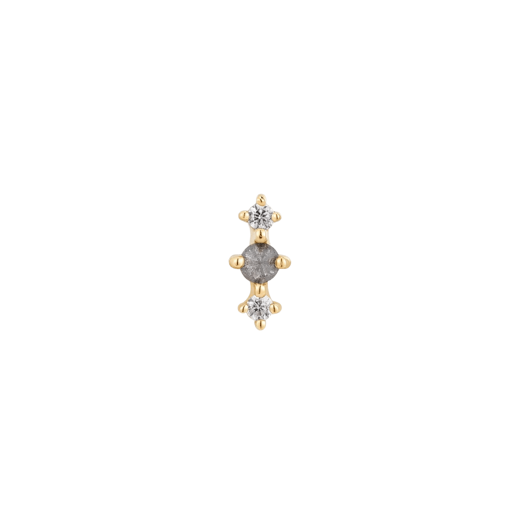 Ghost Flower – Grey Diamond & CZ 14K Gold Threadless End