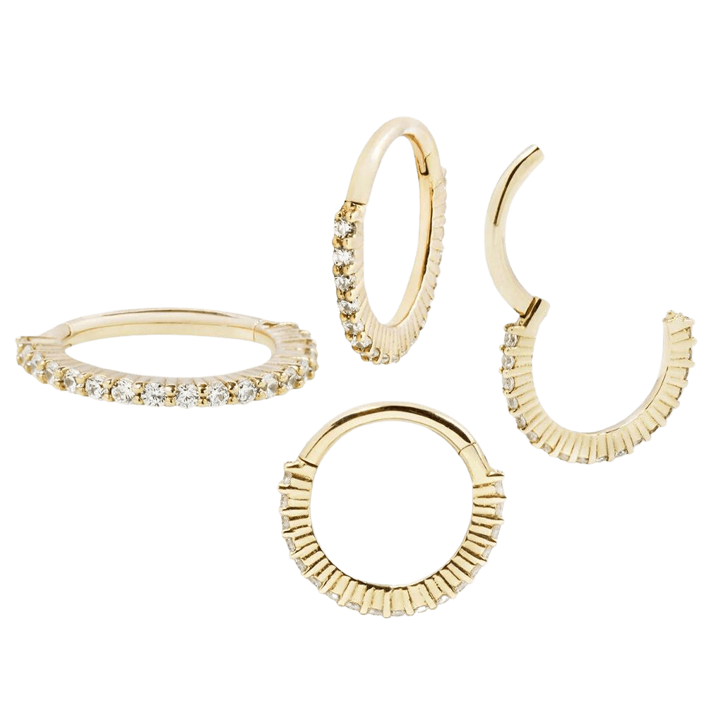 RADIANT 18G - CZ - SOLID 14KT GOLD CLICKER piercing-zone.com