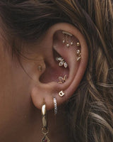 Delilah – Chains & CZ Drop – 14K Gold Threadless End - piercing - zone.com
