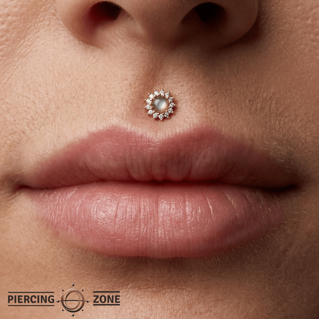 Delphine – 14K Gold Labradorite & White Sapphire Threadless End - piercing - zone.com