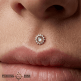 Delphine – 14K Gold Labradorite & White Sapphire Threadless End - piercing - zone.com