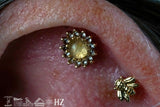 Delphine – 14K Gold Rutilated Quartz & White Sapphire Threadless End - piercing - zone.com