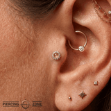 Delphine – 14K Gold Rutilated Quartz & White Sapphire Threadless End - piercing - zone.com